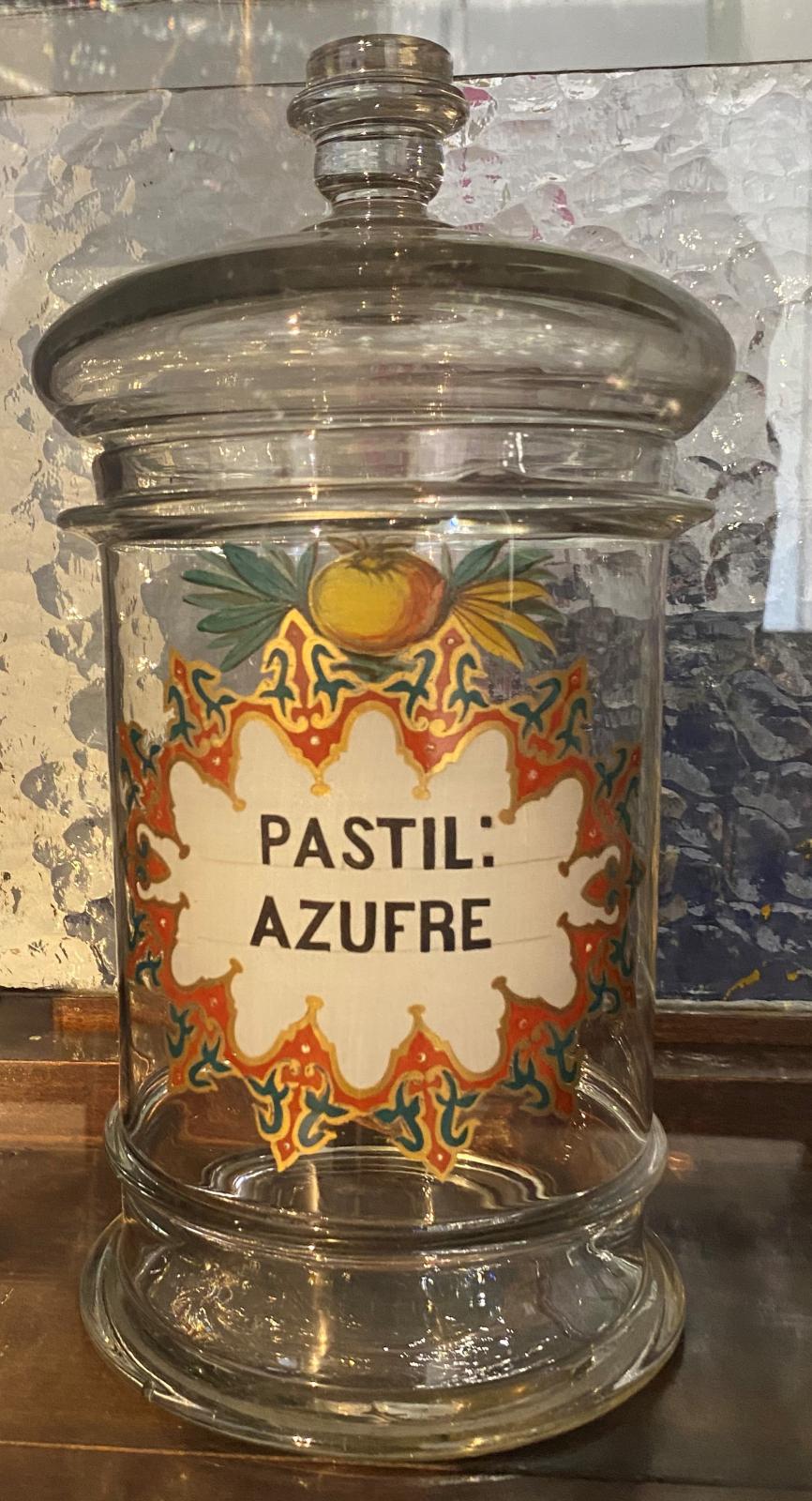 Albarelo de vidrio de patillas de azufre 