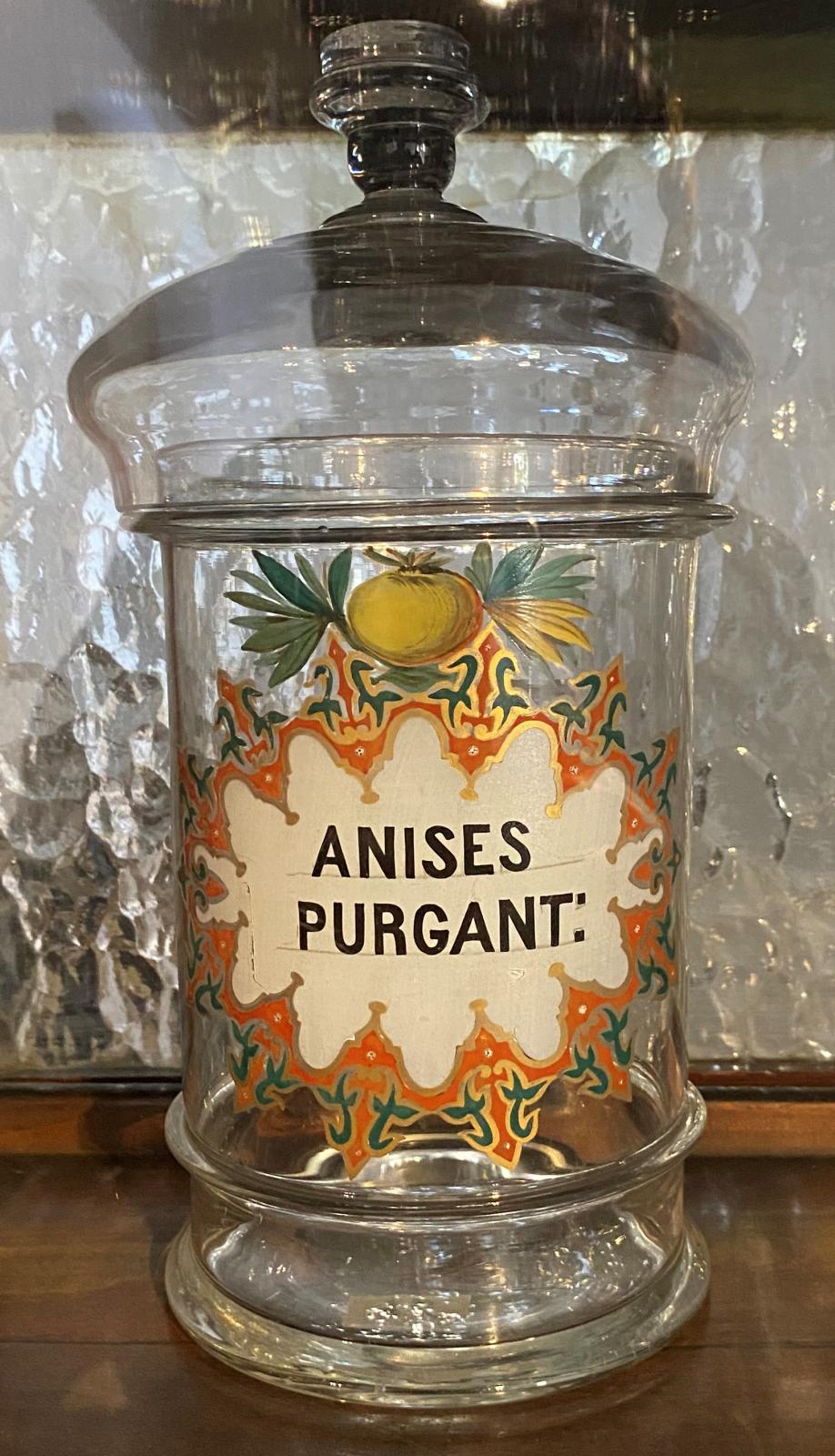 Albarelo de vidrio de anises purgant: