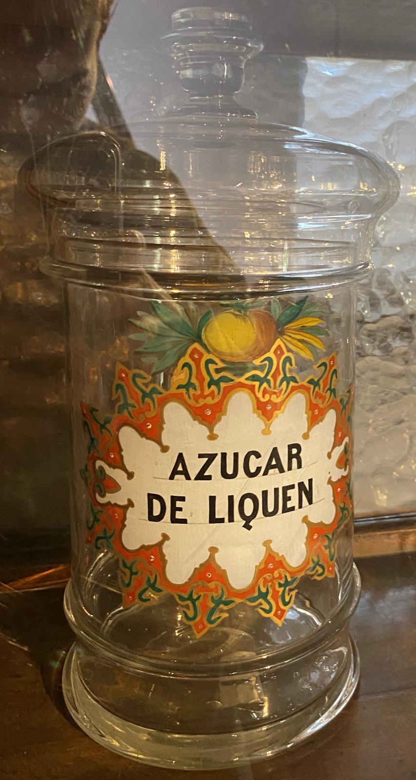 Albarelo de vidrio de azúcar de liquen 