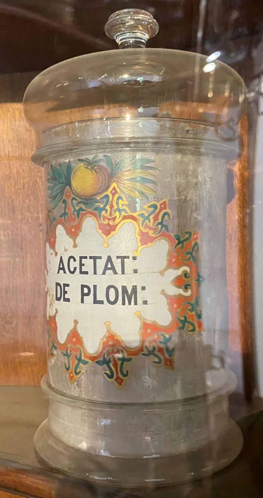 Albarelo de vidrio acetato de plomo