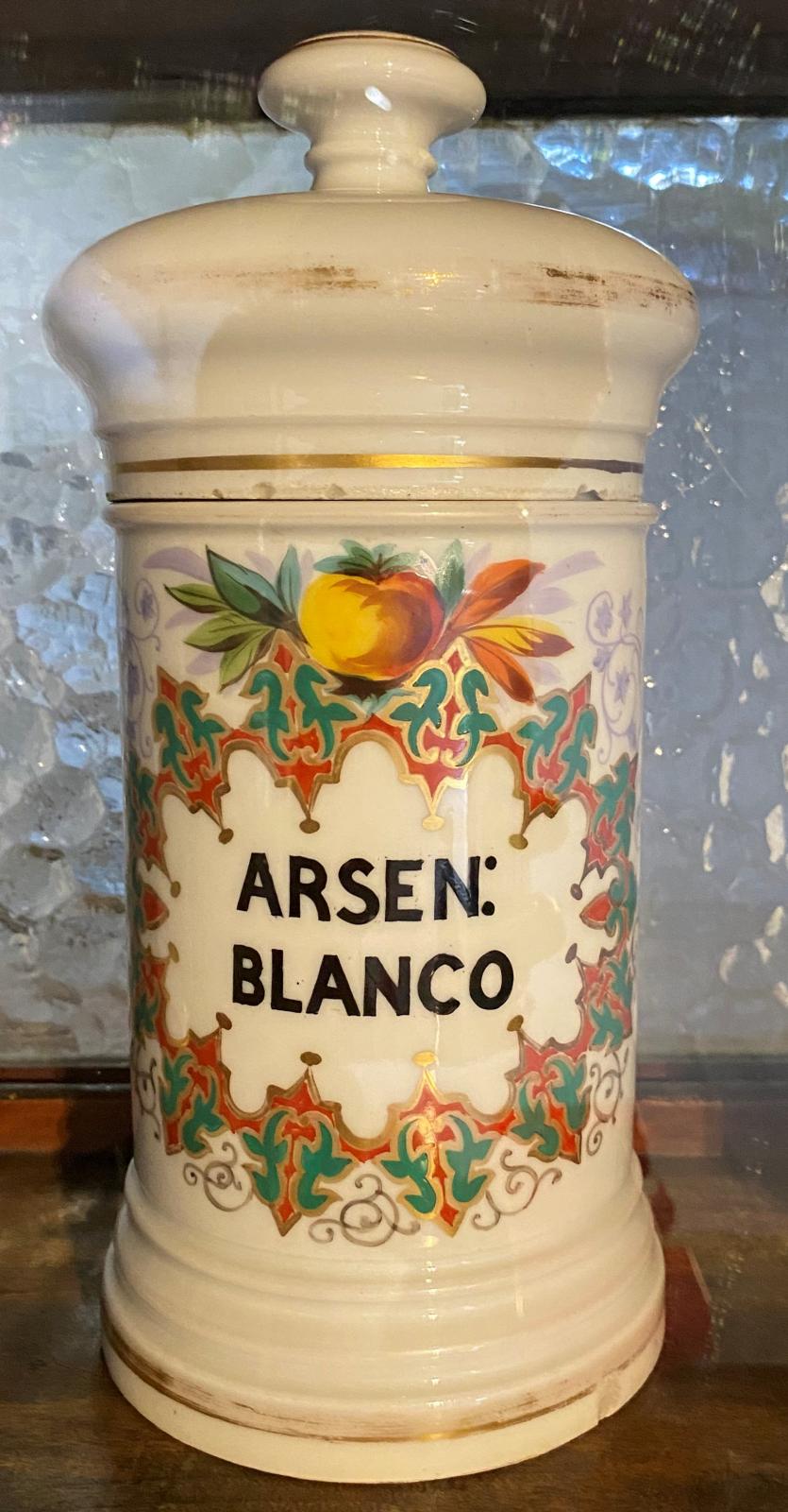 Albarelo de porcelana para Arsénico Blanco