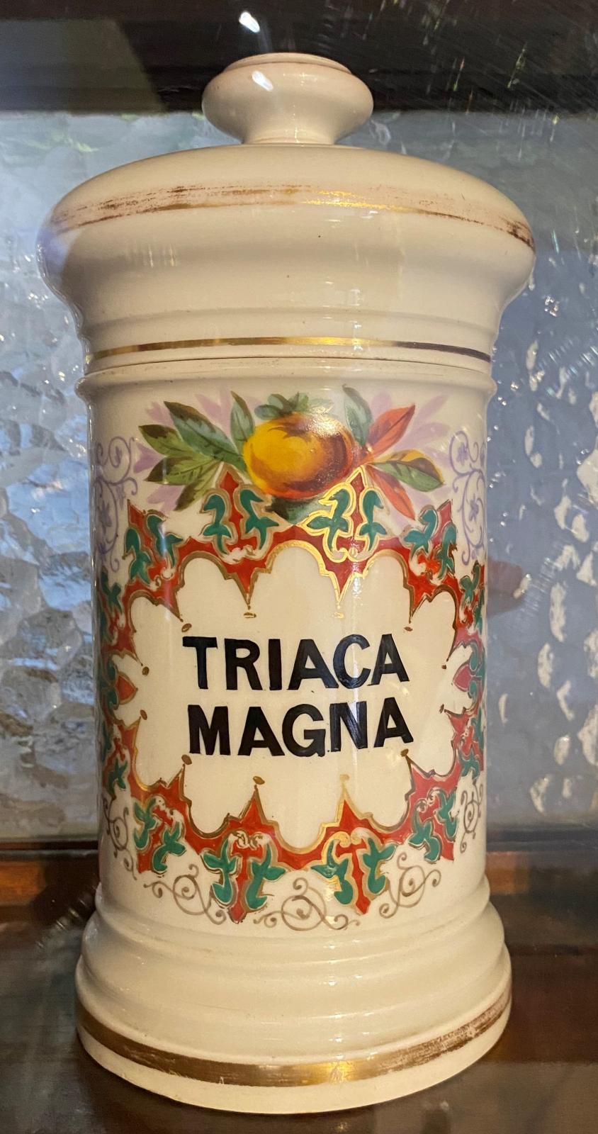 Albarelo de porcelana para Triaca Magna