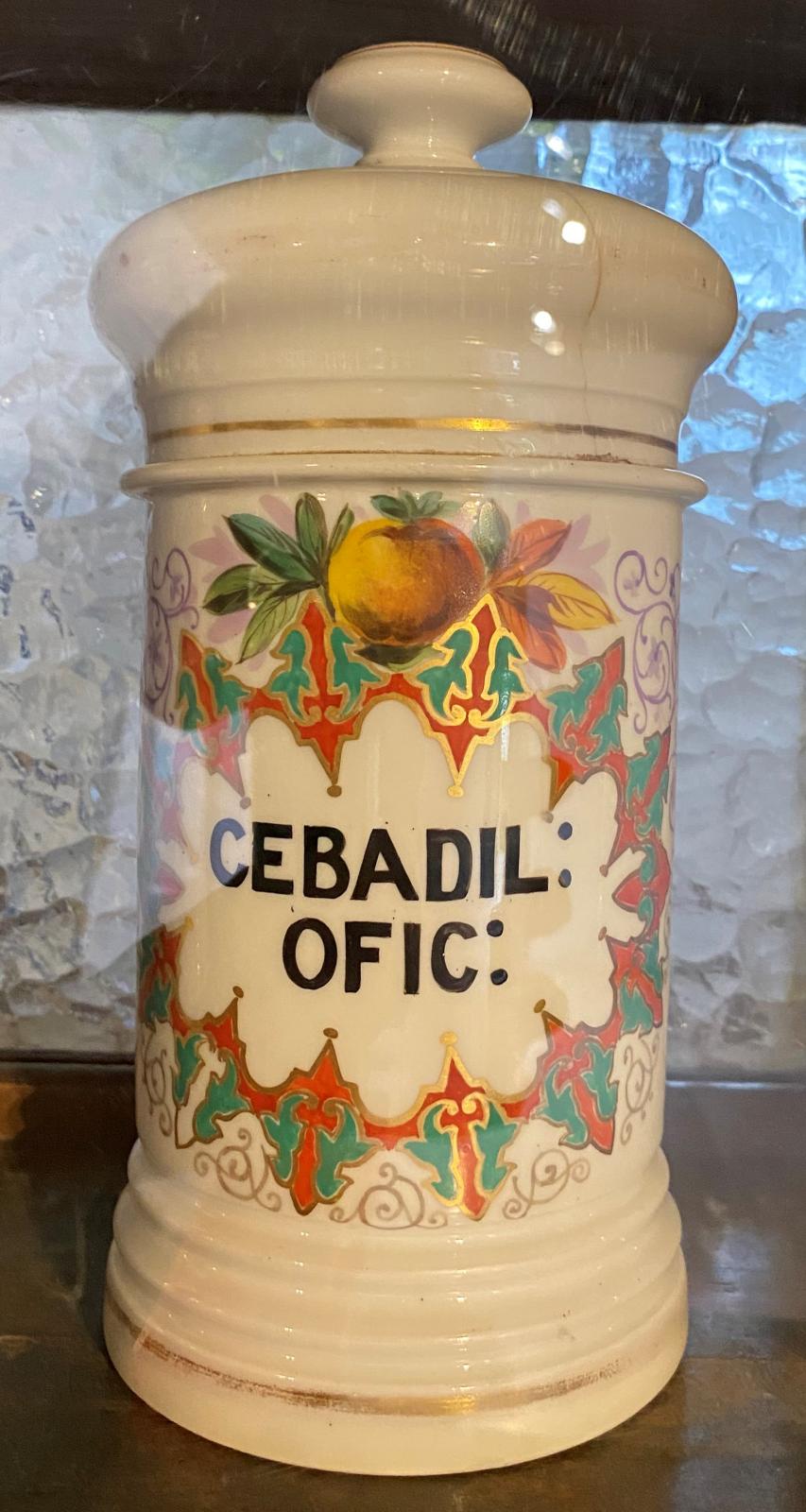Albarelo de porcelana para Cebadil: Ofic:
