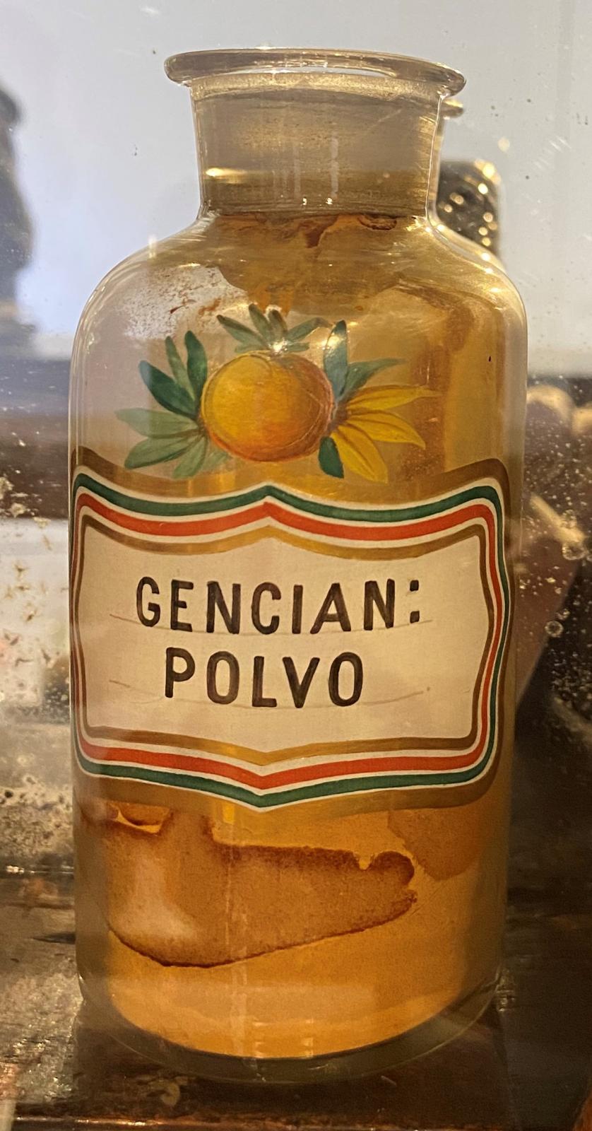 Frasco de vidrio pequeño de Genciana en Polvo