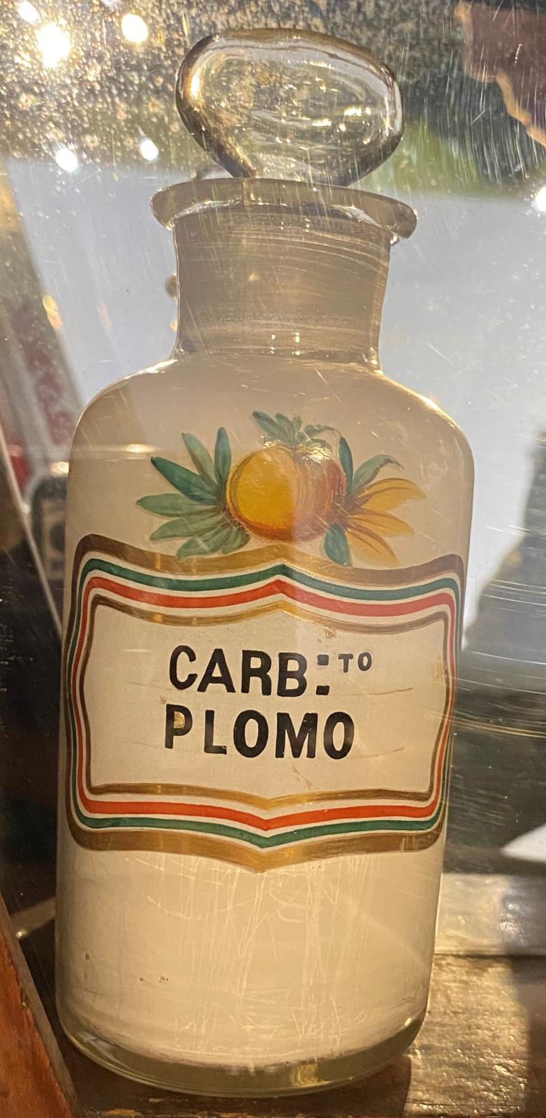 Frasco de vidrio pequeño de Carbonato de Plomo