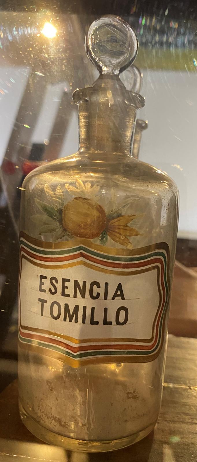 Frasco de vidrio pequeño de Esencia de Tomillo