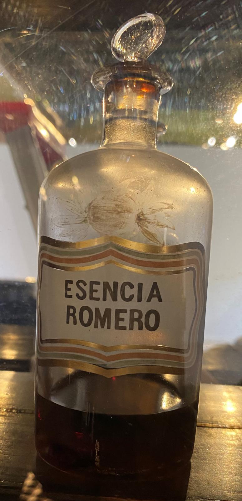 Frasco de vidrio pequeño de Esencia de Romero