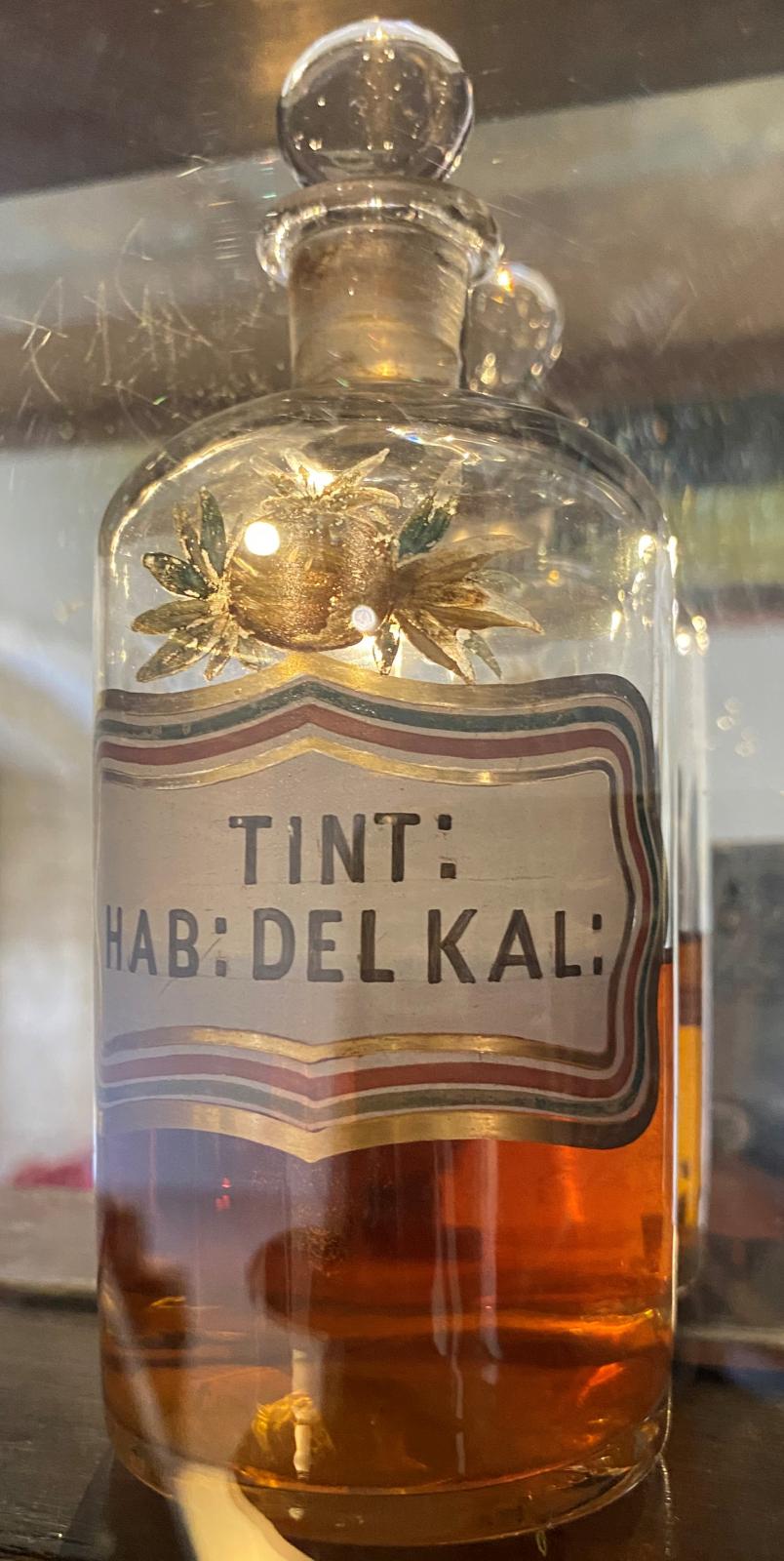 Frasco de vidrio pequeño de Tintura Hab: del Kal: